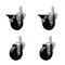 Service Caster 3.5'' Hard Rubber Wheel Swivel 3/4'' Square Stem Caster Set 2 Brakes, 4PK SCC-SQ20S3514-HRS-PLB-34-2-S-2 - alternate 1